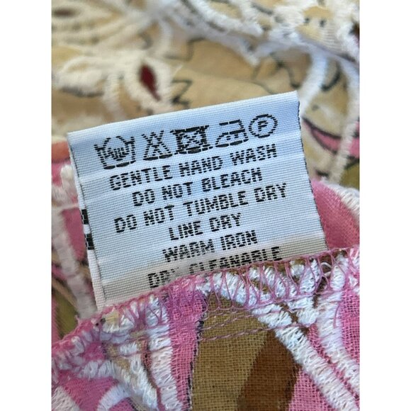 Juliet Dunn Bohemian Pink Retro Floral Embroidered Baby Doll Mini Dress Sz 3 - Picture 5 of 6